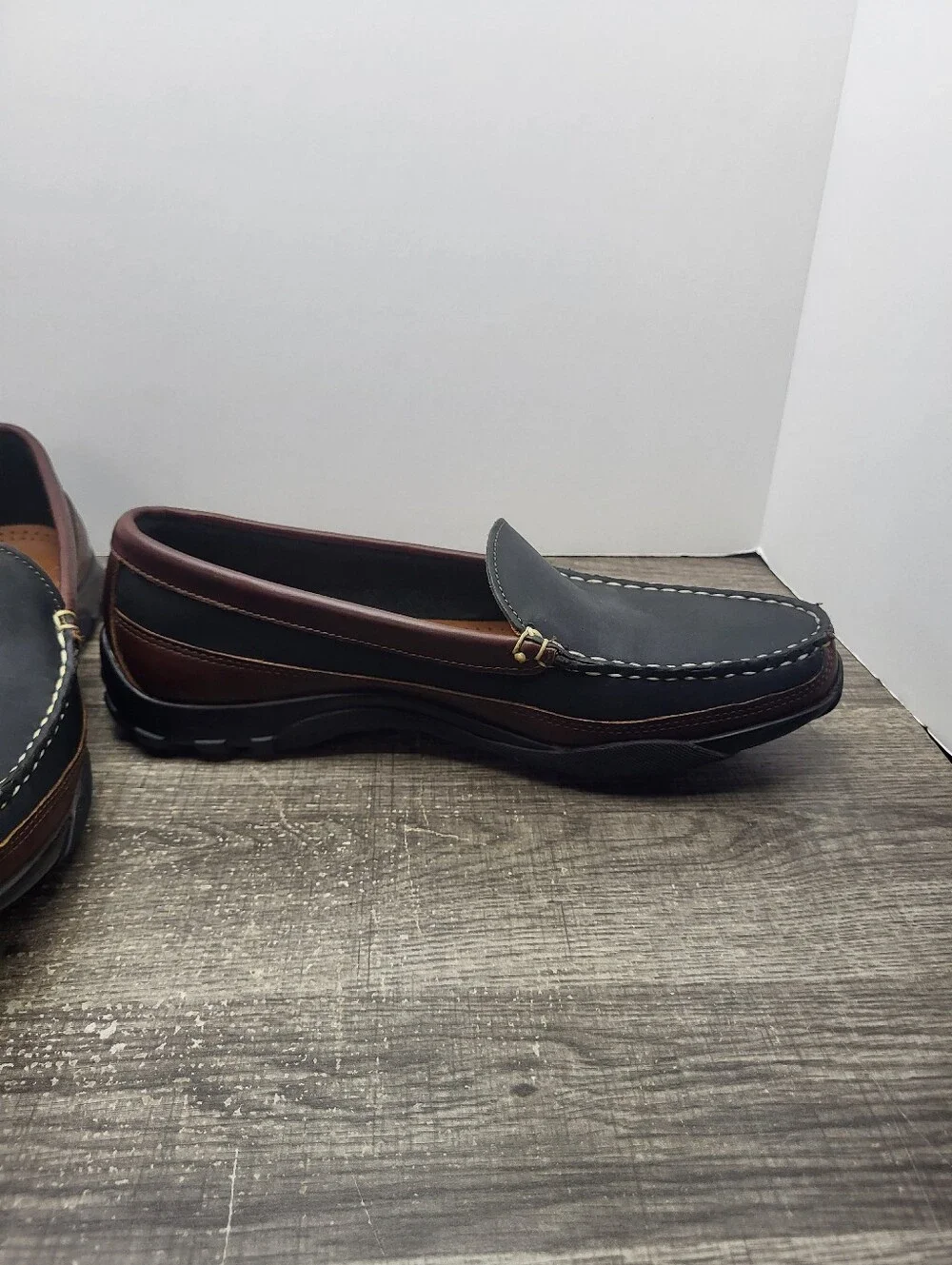 Allen Edmonds Boulder Black Brn Leather Driving Loafers Moccasin Mens Size 8.5 E